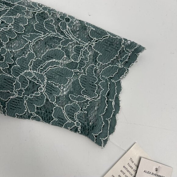 Alex Evenings Seafoam Green Lace Overlay Maxi Dress | Elegant Formal Attire - Picture 7 of 8